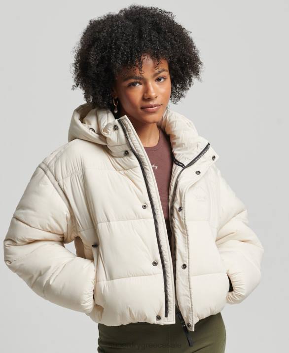 cropped cocoon puffer jacket γυναίκες είδη ένδυσης κρέμα Superdry L02L3642