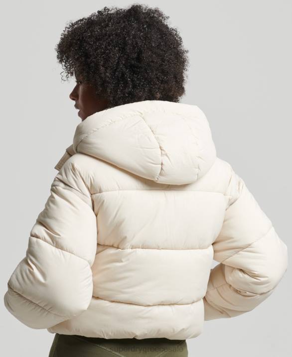 cropped cocoon puffer jacket γυναίκες είδη ένδυσης κρέμα Superdry L02L3642