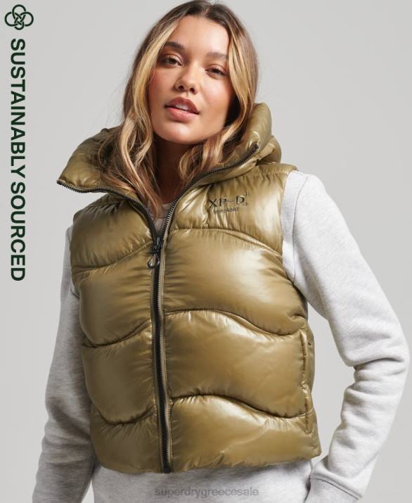 πάπλωμα λάμψης cropped padded gilet γυναίκες είδη ένδυσης πράσινος Superdry L02L5461