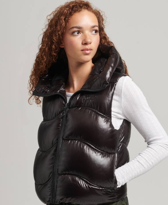 πάπλωμα λάμψης cropped padded gilet γυναίκες είδη ένδυσης μαύρος Superdry L02L5476