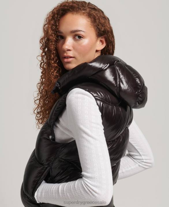 πάπλωμα λάμψης cropped padded gilet γυναίκες είδη ένδυσης μαύρος Superdry L02L5476