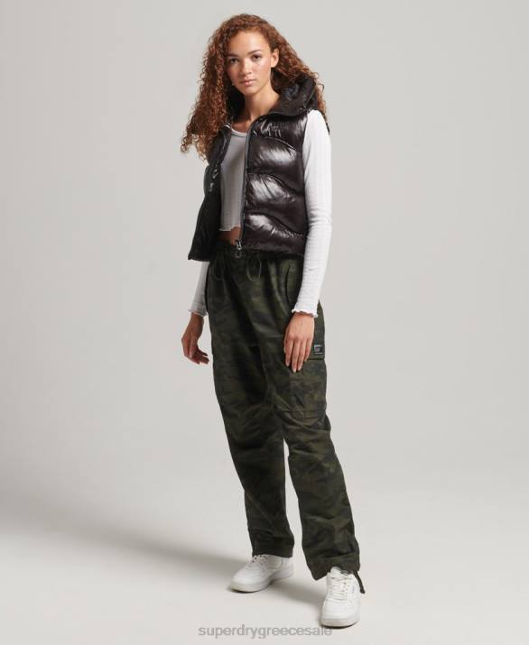 πάπλωμα λάμψης cropped padded gilet γυναίκες είδη ένδυσης μαύρος Superdry L02L5476