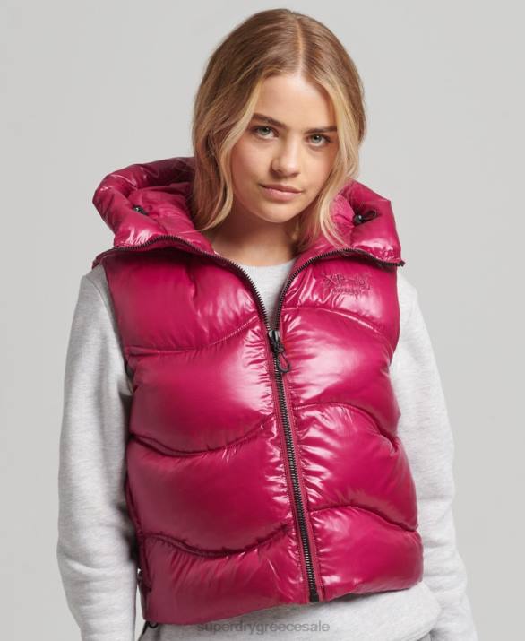 πάπλωμα λάμψης cropped padded gilet γυναίκες είδη ένδυσης ροζ Superdry L02L5505