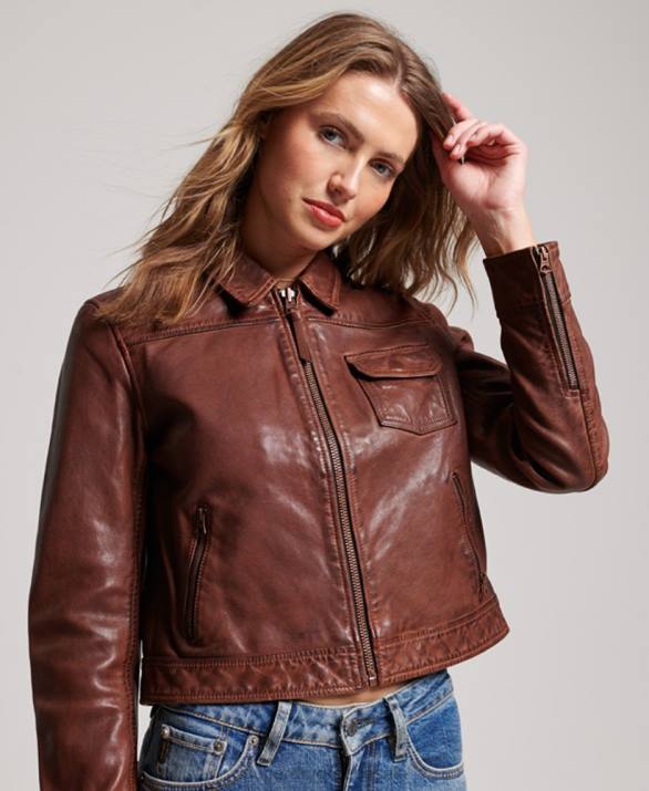 desert biker jacket γυναίκες είδη ένδυσης καφέ Superdry L02L3518