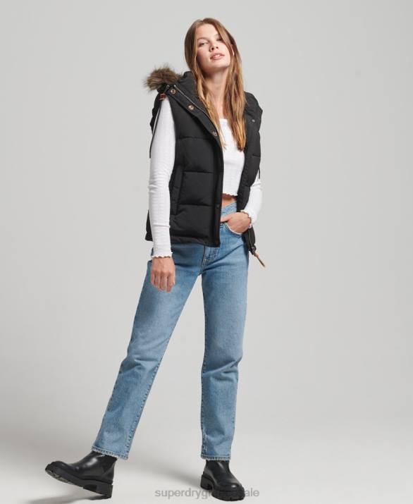 everest faux fur gilet γυναίκες είδη ένδυσης μαύρος Superdry L02L3677