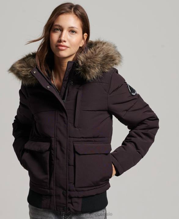 everest puffer bomber jacket με κουκούλα γυναίκες είδη ένδυσης μωβ Superdry L02L3796