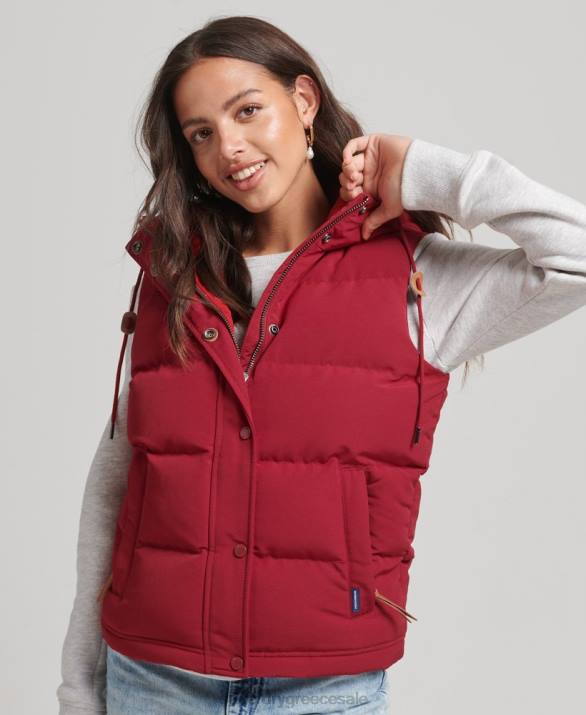 everest puffer gilet με κουκούλα γυναίκες είδη ένδυσης το κόκκινο Superdry L02L3667