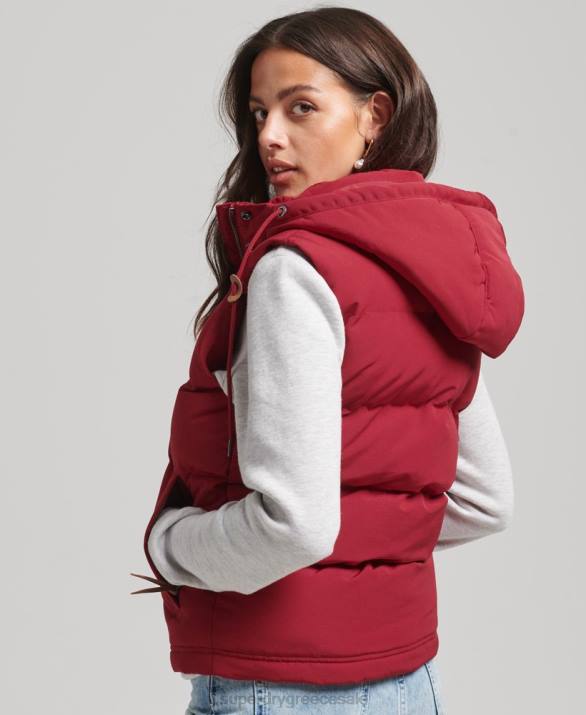 everest puffer gilet με κουκούλα γυναίκες είδη ένδυσης το κόκκινο Superdry L02L3667