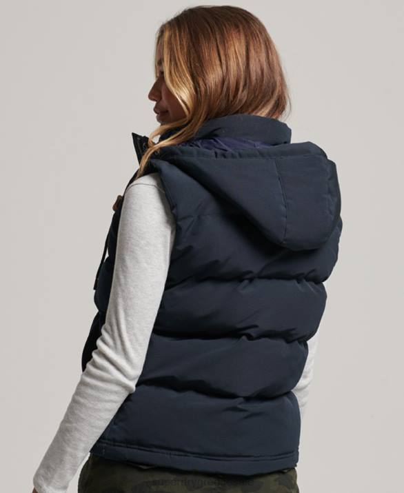 everest puffer gilet με κουκούλα γυναίκες είδη ένδυσης ΠΟΛΕΜΙΚΟ ΝΑΥΤΙΚΟ Superdry L02L3805