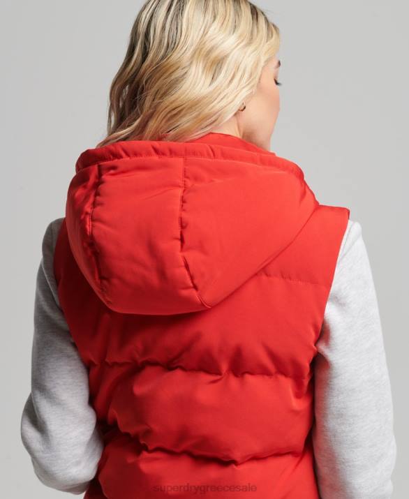 everest puffer gilet με κουκούλα γυναίκες είδη ένδυσης το κόκκινο Superdry L02L5600