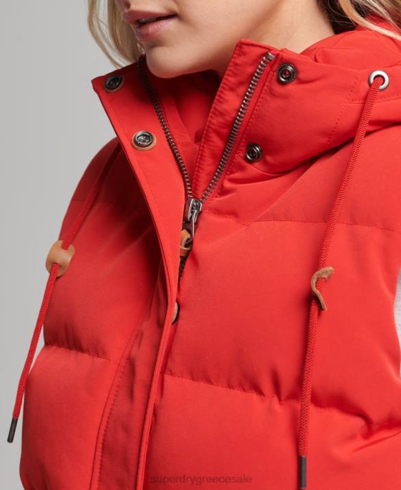 everest puffer gilet με κουκούλα γυναίκες είδη ένδυσης το κόκκινο Superdry L02L5600