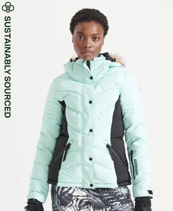 χιόνι luxe puffer jacket γυναίκες είδη ένδυσης γαλάζιο Superdry L02L5460