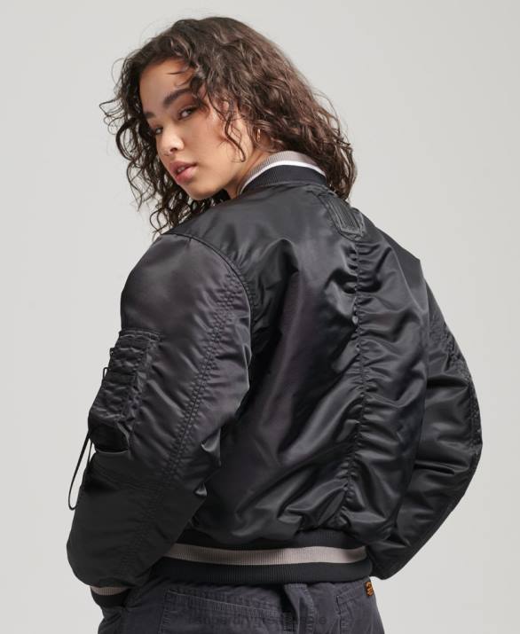 οπορτουνιστικό ma-1 bomber jacket γυναίκες είδη ένδυσης μαύρος Superdry L02L5661