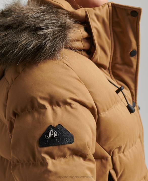 μπουφάν parka expedition από μικροΐνες γυναίκες είδη ένδυσης καφέ Superdry L02L3654