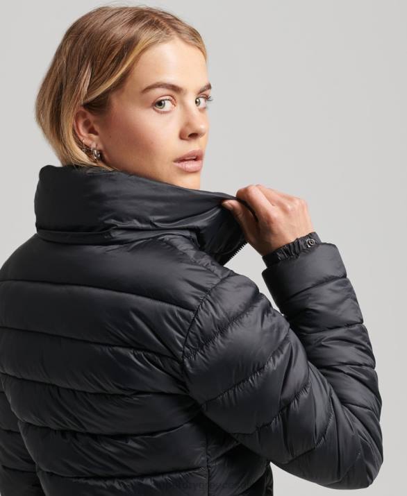 κλασικό puffer jacket με κουκούλα γυναίκες είδη ένδυσης μαύρος Superdry L02L3565