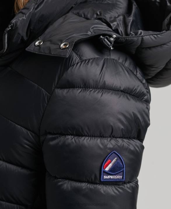 κλασικό puffer jacket με κουκούλα γυναίκες είδη ένδυσης μαύρος Superdry L02L3565