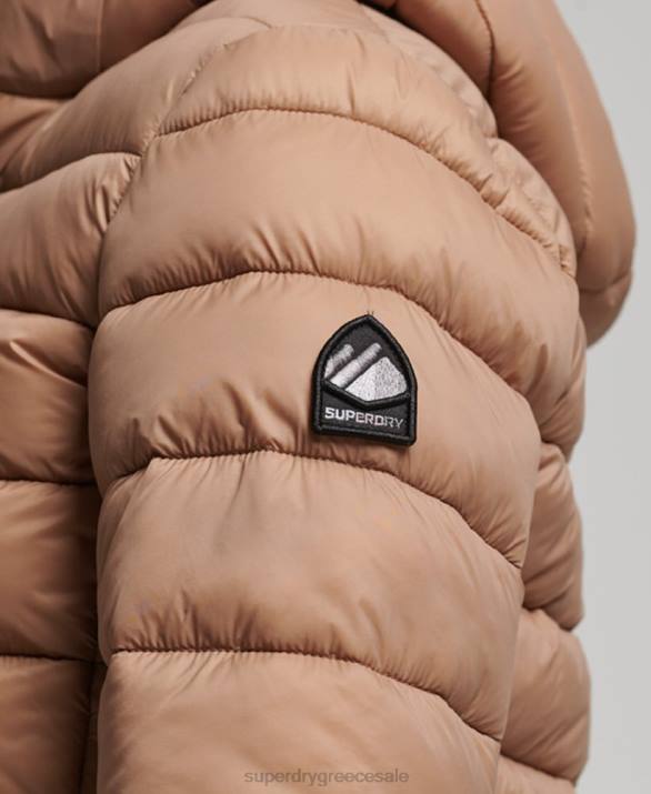 κλασικό puffer jacket με κουκούλα γυναίκες είδη ένδυσης καφέ Superdry L02L3686