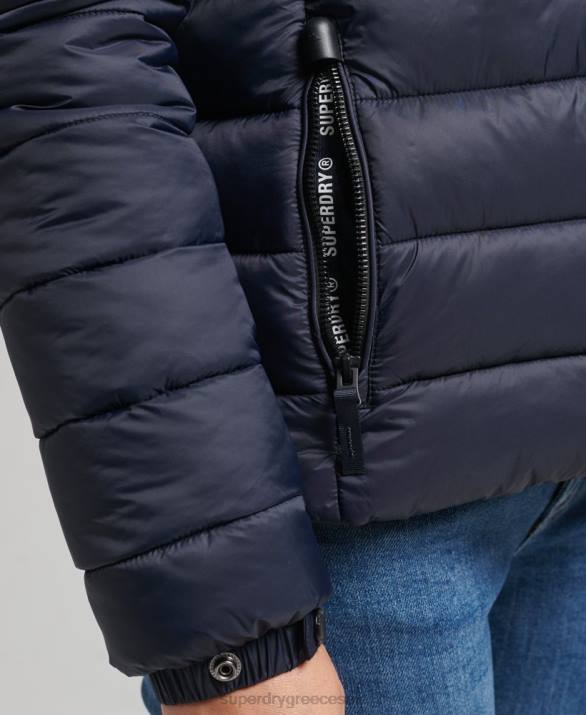 κλασικό puffer jacket με κουκούλα γυναίκες είδη ένδυσης ΠΟΛΕΜΙΚΟ ΝΑΥΤΙΚΟ Superdry L02L3687