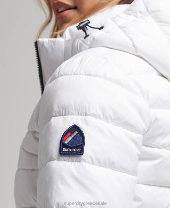 κλασικό puffer jacket με κουκούλα γυναίκες είδη ένδυσης άσπρο Superdry L02L3712