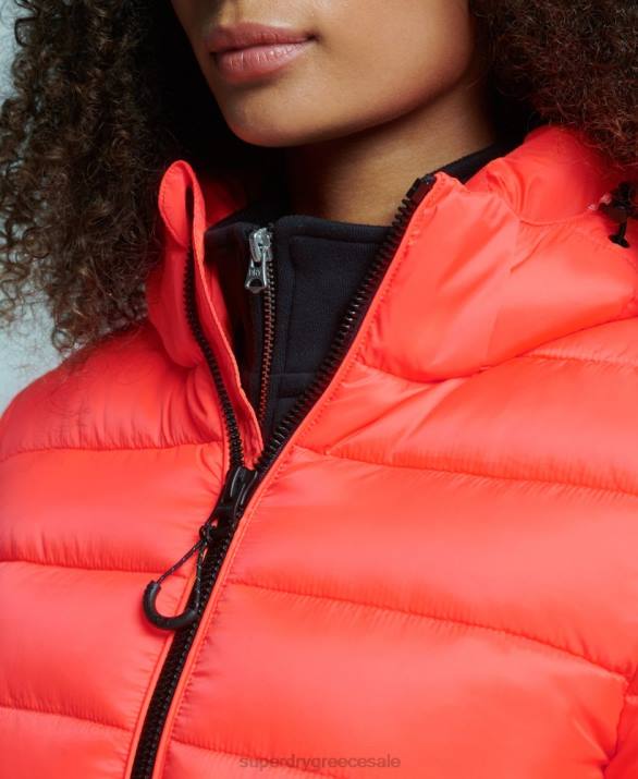 κλασικό puffer jacket με κουκούλα γυναίκες είδη ένδυσης κοράλλι Superdry L02L3790