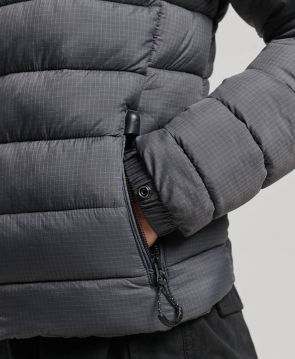 κλασικό λογότυπο puffer jacket γυναίκες είδη ένδυσης γκρί Superdry L02L5422