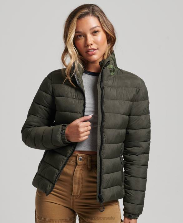 κλασικό λογότυπο puffer jacket γυναίκες είδη ένδυσης πράσινος Superdry L02L5437