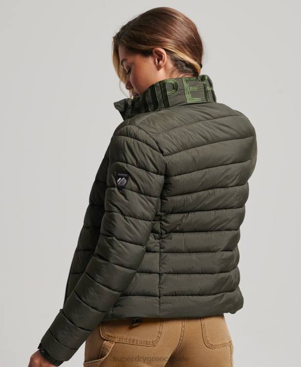 κλασικό λογότυπο puffer jacket γυναίκες είδη ένδυσης πράσινος Superdry L02L5437