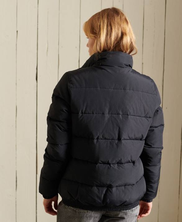 πηγή ρετρό puffer jacket γυναίκες είδη ένδυσης σκούρο γκρι Superdry L02L5625