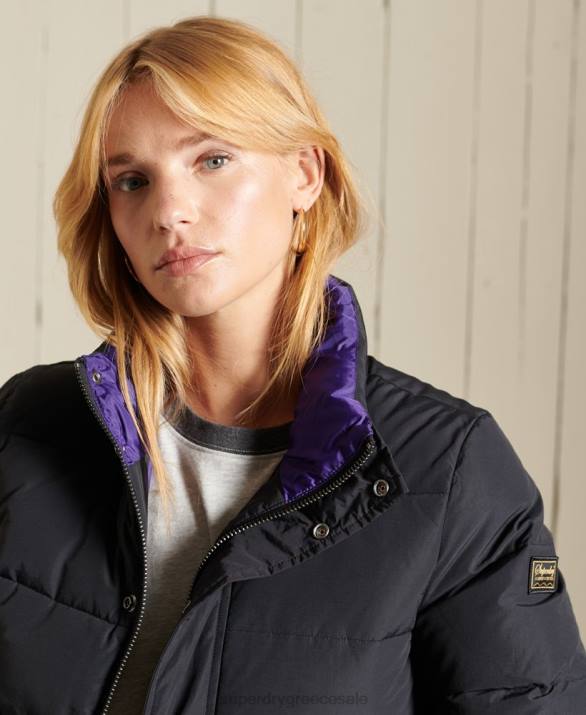 πηγή ρετρό puffer jacket γυναίκες είδη ένδυσης σκούρο γκρι Superdry L02L5625