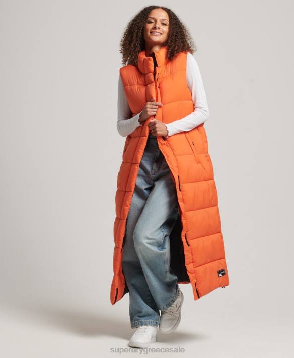 ripstop παραγάδι puffer gilet γυναίκες είδη ένδυσης πορτοκάλι Superdry L02L3695