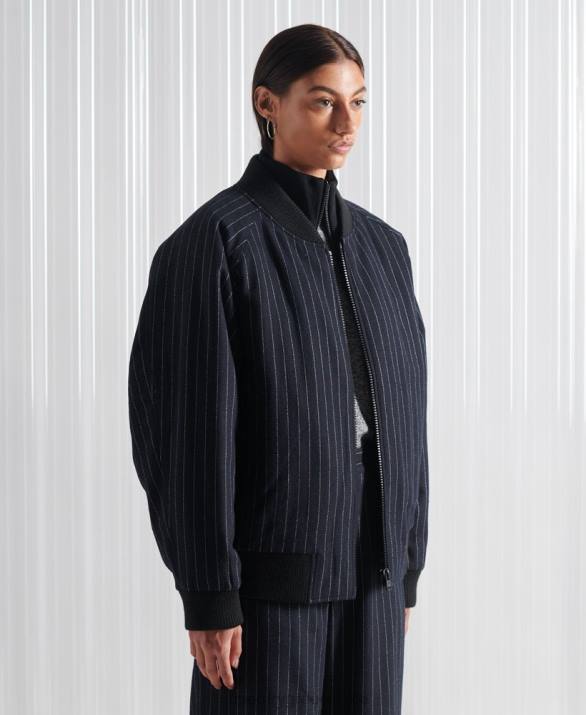 περιορισμένη έκδοση sdx pinstripe bomber jacket γυναίκες είδη ένδυσης ΠΟΛΕΜΙΚΟ ΝΑΥΤΙΚΟ Superdry L02L5536