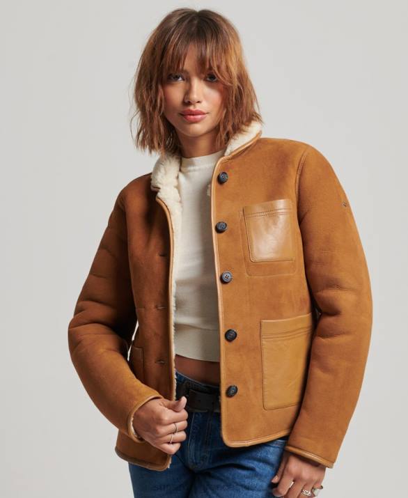 shearling αγγαρεία μπουφάν γυναίκες είδη ένδυσης βυρσοδέψω Superdry L02L5424