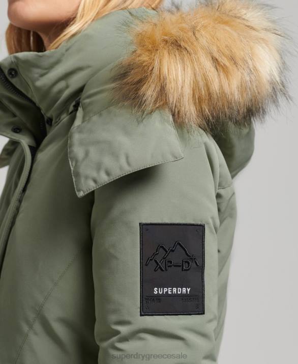 xpd everest parka παλτό γυναίκες είδη ένδυσης χακί Superdry L02L3655