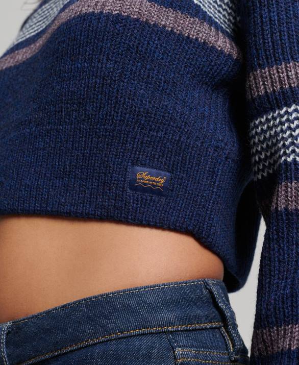 cropped classic crew jumper γυναίκες είδη ένδυσης ΠΟΛΕΜΙΚΟ ΝΑΥΤΙΚΟ Superdry L02L3957