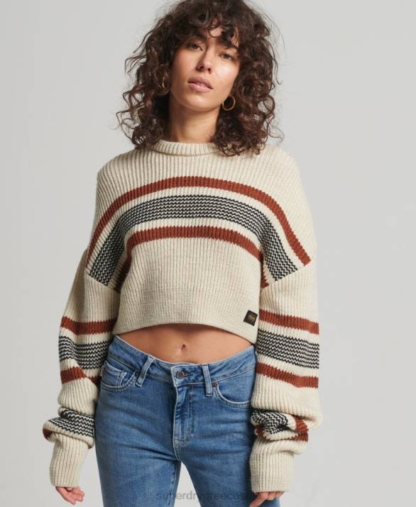 cropped classic crew jumper γυναίκες είδη ένδυσης άσπρο Superdry L02L4036