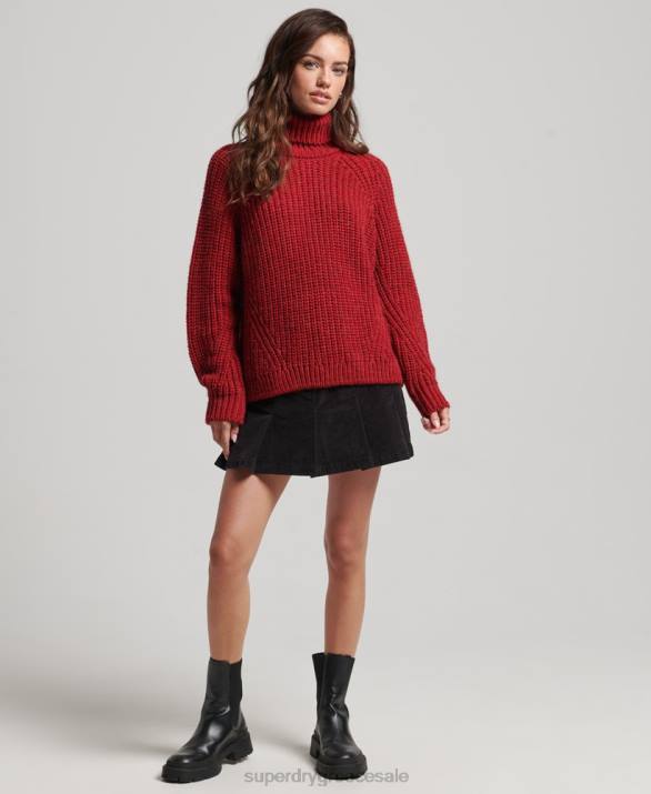 slouchy βελονιά ρολό πλεκτό jumper γυναίκες είδη ένδυσης το κόκκινο Superdry L02L3969