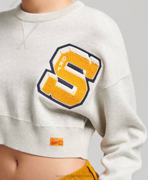 άλτης πληρώματος από βιολογικό βαμβάκι varsity crop cotton γυναίκες είδη ένδυσης γκρί Superdry L02L4039