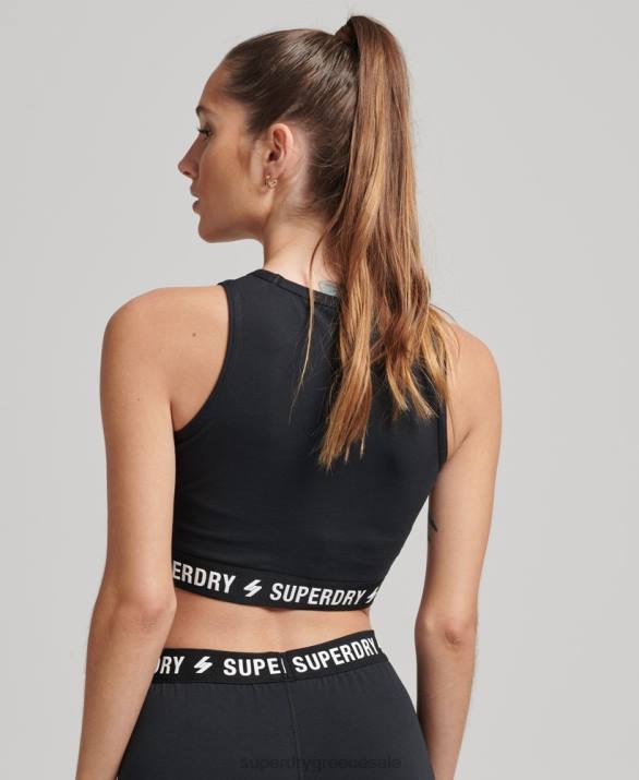 κωδικός ελαστικό crop top γυναίκες είδη ένδυσης μαύρος Superdry L02L3053