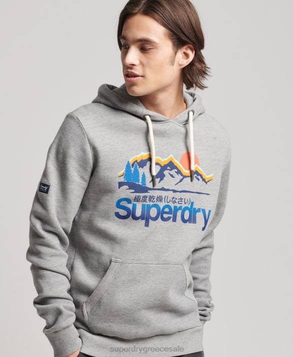 λογότυπο πυρήνα υπέροχο hoodie σε εξωτερικούς χώρους άνδρες είδη ένδυσης ανοιχτό γκρι Superdry L02L5129