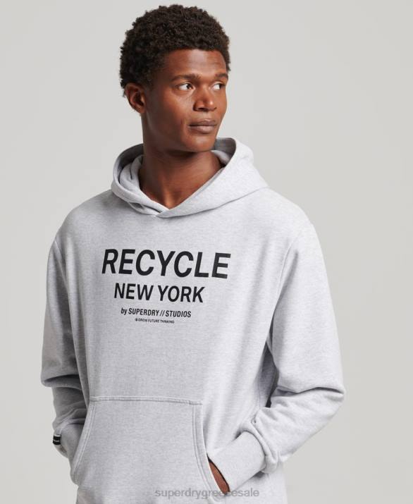 ανακυκλωμένο hoodie πόλης άνδρες είδη ένδυσης ανοιχτό γκρι Superdry L02L793