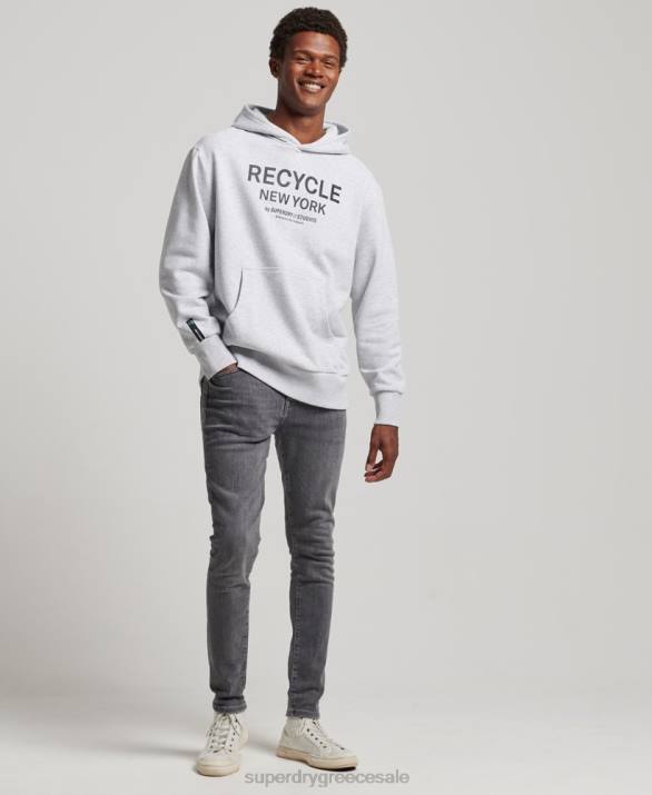 ανακυκλωμένο hoodie πόλης άνδρες είδη ένδυσης ανοιχτό γκρι Superdry L02L793