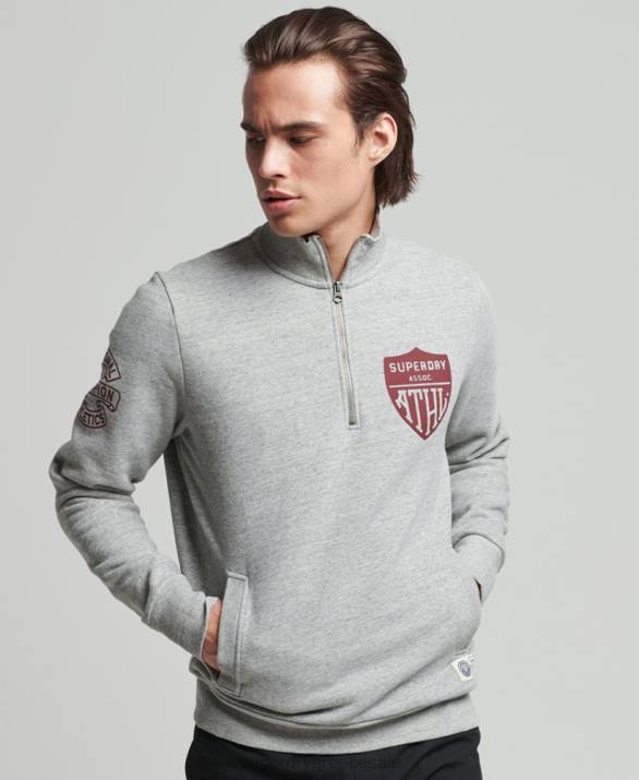 vintage αθλητικό φούτερ henley άνδρες είδη ένδυσης γκρί Superdry L02L5001