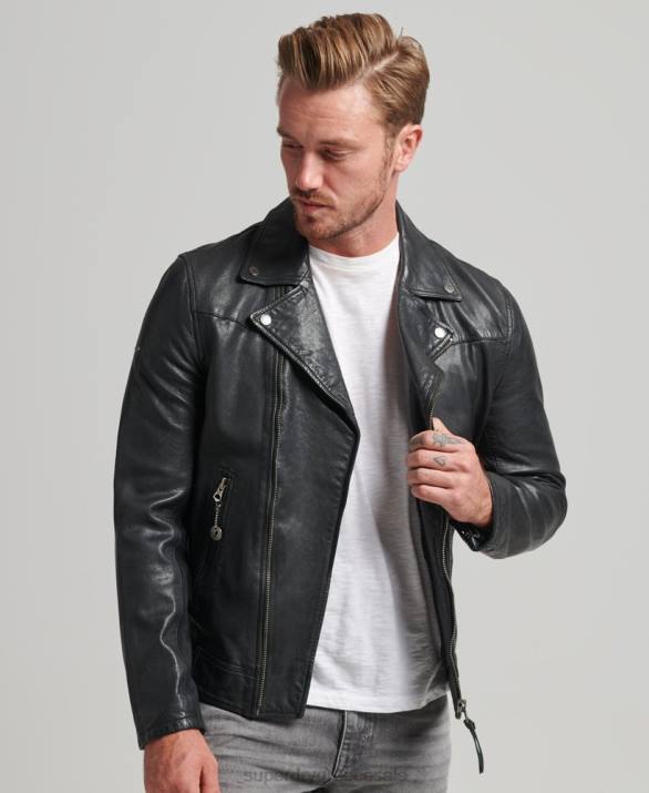 δερμάτινο biker jacket άνδρες είδη ένδυσης μαύρος Superdry L02L953