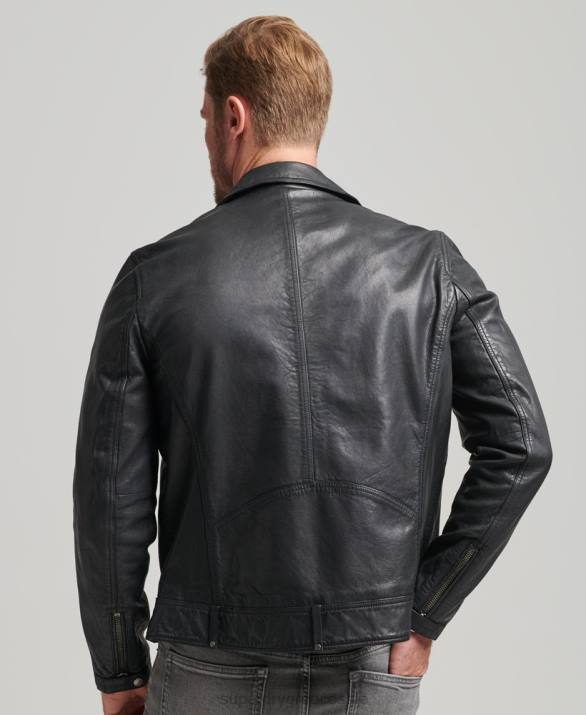 δερμάτινο biker jacket άνδρες είδη ένδυσης μαύρος Superdry L02L953