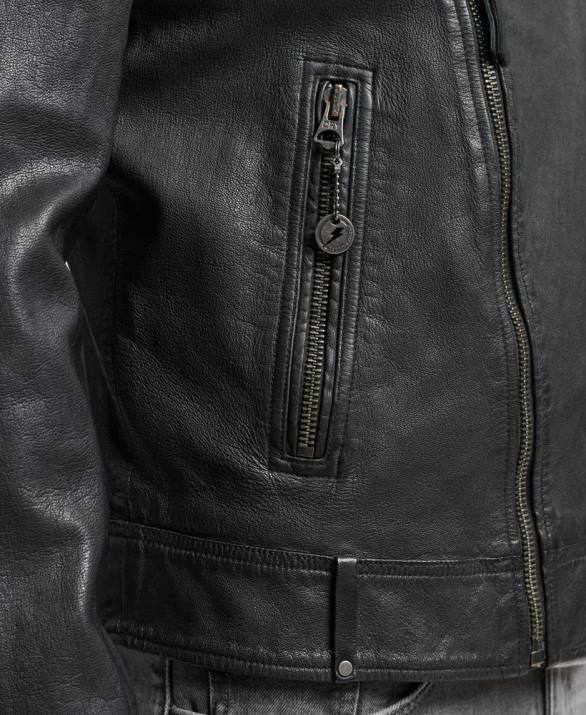 δερμάτινο biker jacket άνδρες είδη ένδυσης μαύρος Superdry L02L953