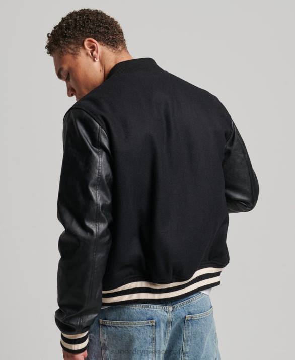 κολεγιακό πανεπιστήμιο bomber jacket άνδρες είδη ένδυσης σκούρο γκρι Superdry L02L1050