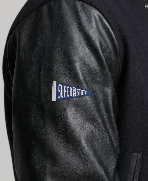 κολεγιακό πανεπιστήμιο bomber jacket άνδρες είδη ένδυσης σκούρο γκρι Superdry L02L1050