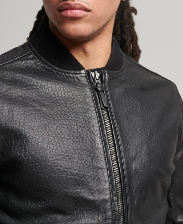 δερμάτινο bomber jacket άνδρες είδη ένδυσης μαύρος Superdry L02L4753