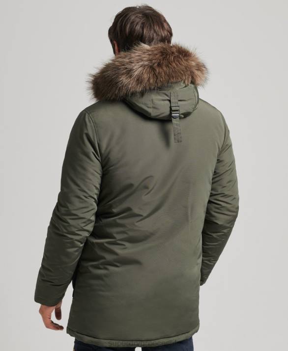 με κουκούλα everest faux fur parka άνδρες είδη ένδυσης πράσινος Superdry L02L1006