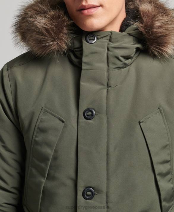 με κουκούλα everest faux fur parka άνδρες είδη ένδυσης πράσινος Superdry L02L1006